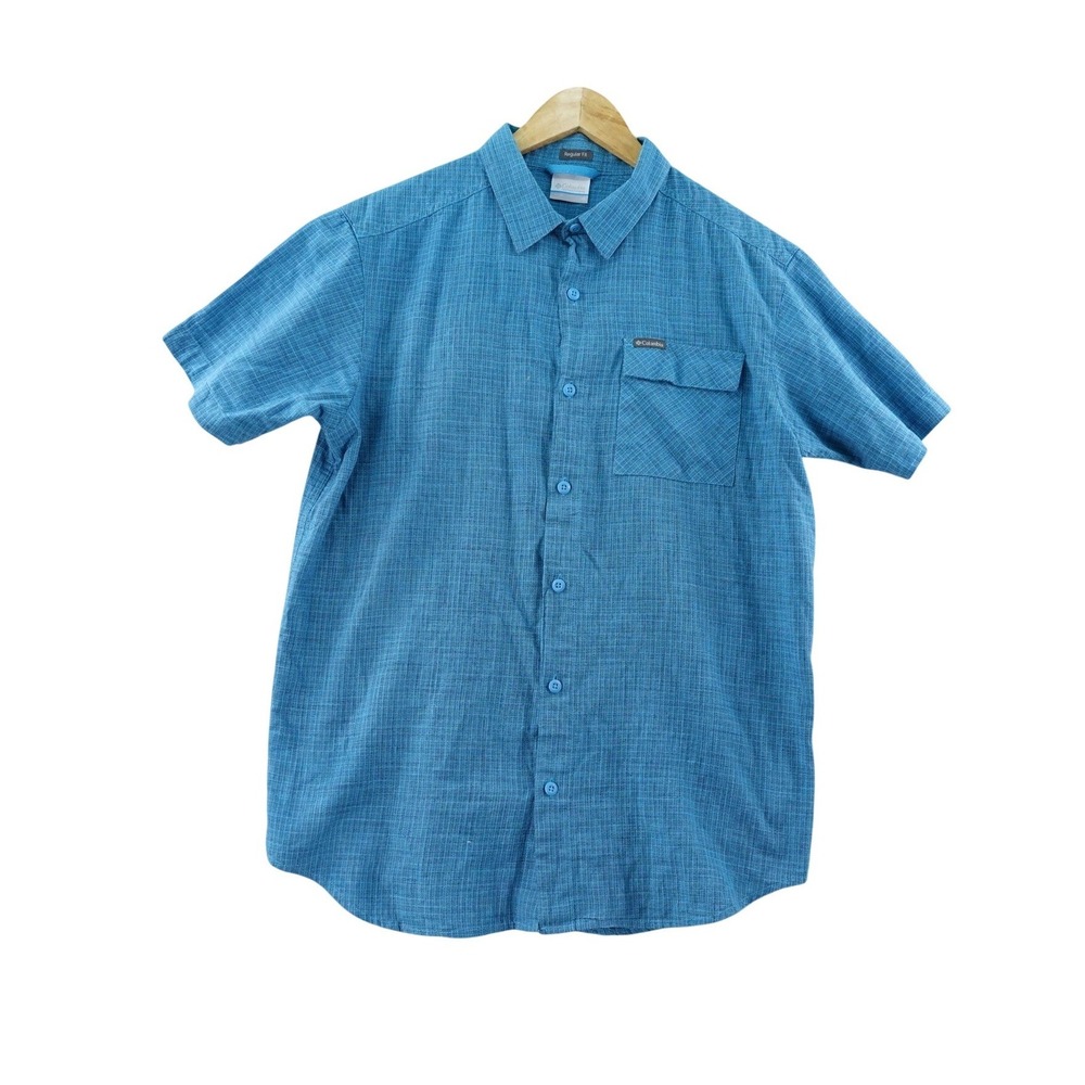 Columbia Mens M Regular Fit Plaid Short Sleeve Button Up Shirt‎ Fishing Hiking